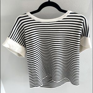 High quality white and black striped top